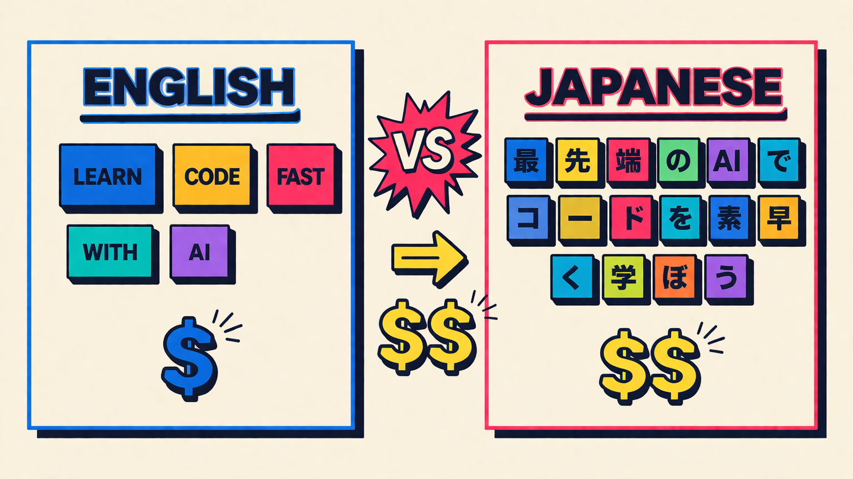 Tokenization: English vs Japanese token comparison